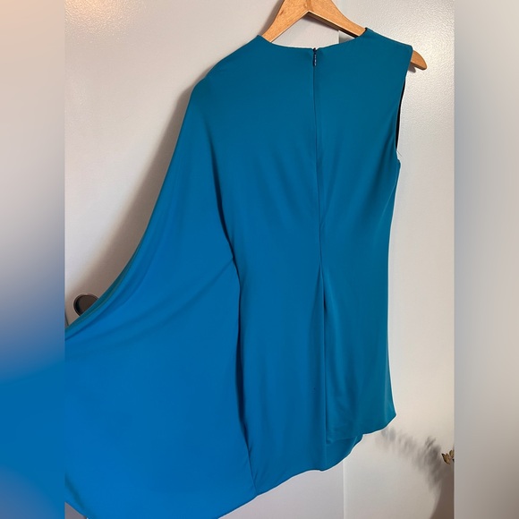 Halston - Daniela Jersey Side Twist Mini Dress - Azure Blue - Size 10 - Picture 7 of 8